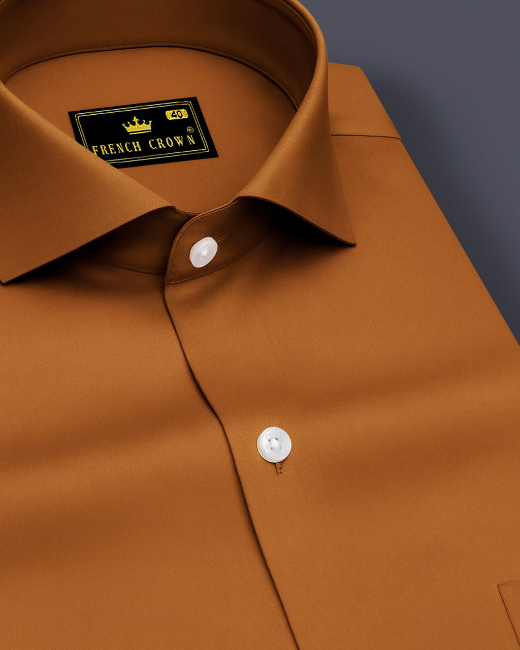 Lustran-Sienna Brown Subtle Sheen Super Soft Premium Cotton Cut Away Collar Dress Shirt
