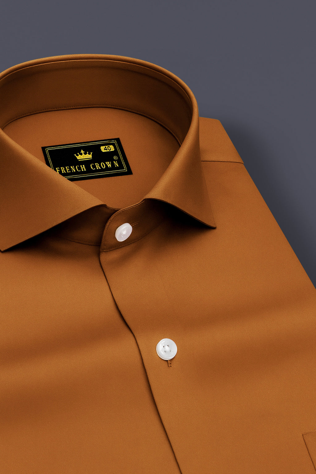 Lustran-Sienna Brown Subtle Sheen Super Soft Premium Cotton Cut Away Collar Dress Shirt