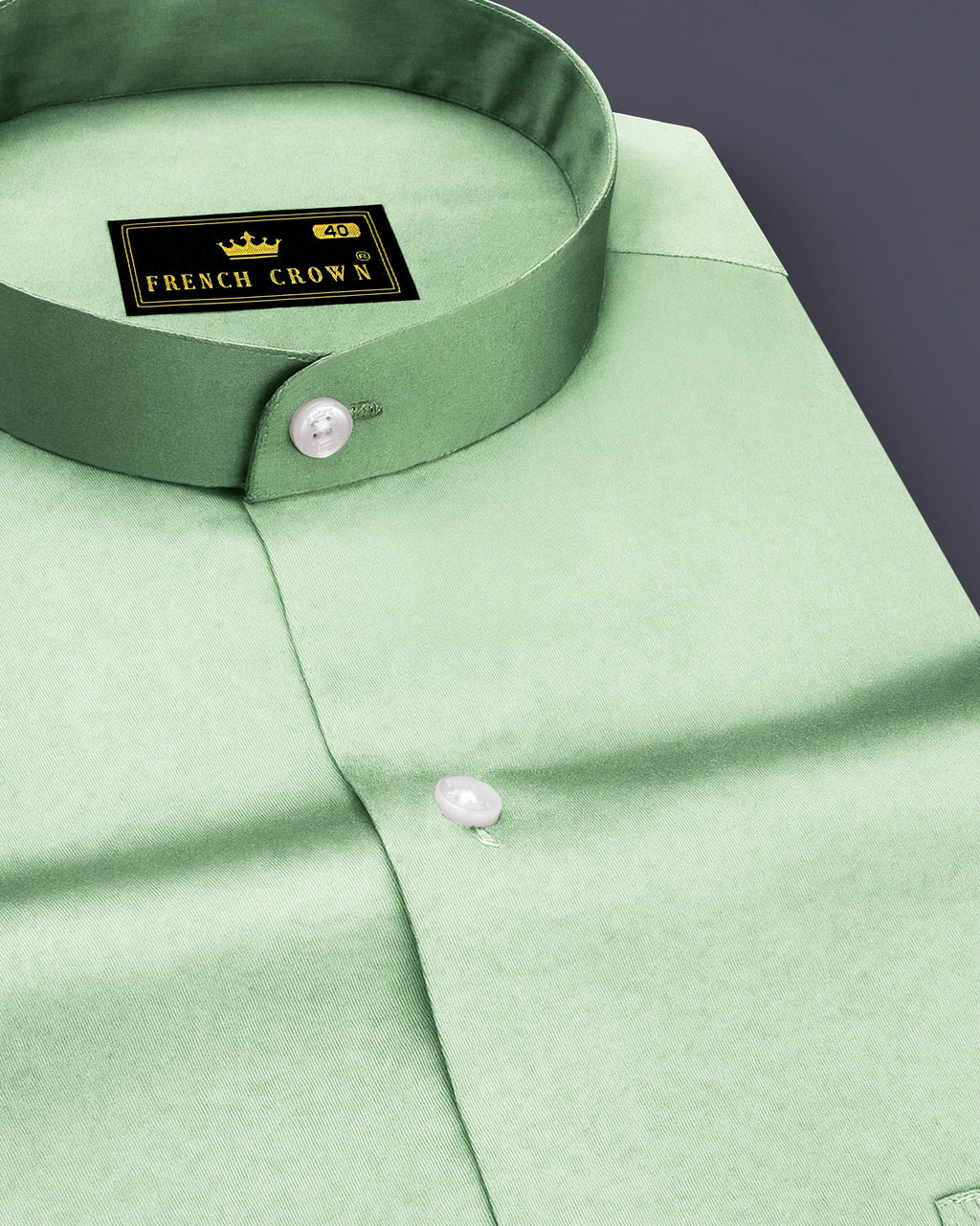 Verdoro-Oxley Green Subtle Sheen Super Soft Premium Cotton Mandarin Shirt