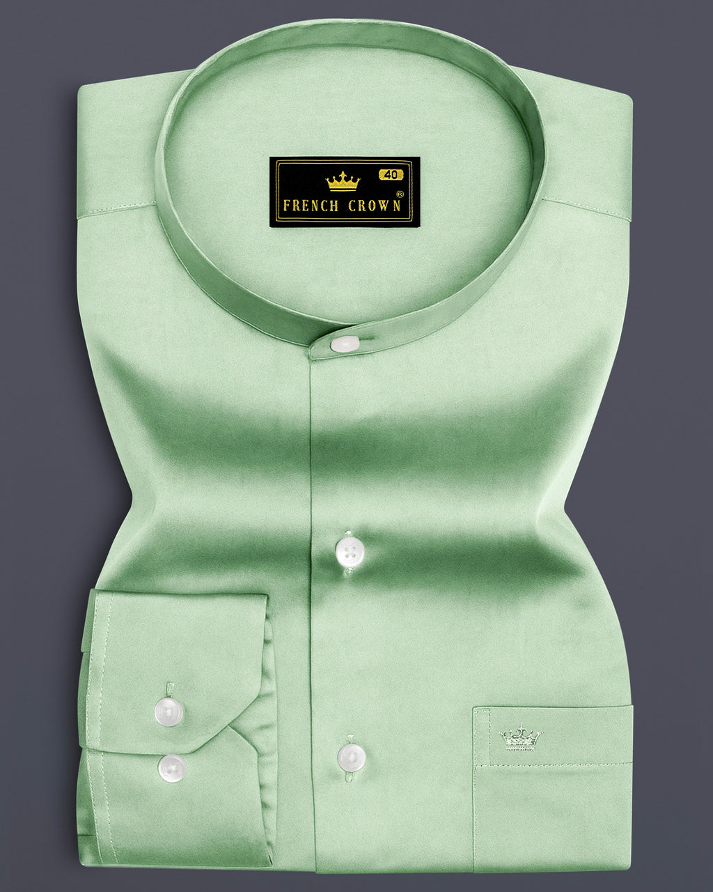 Verdoro-Oxley Green Subtle Sheen Super Soft Premium Cotton Mandarin Shirt