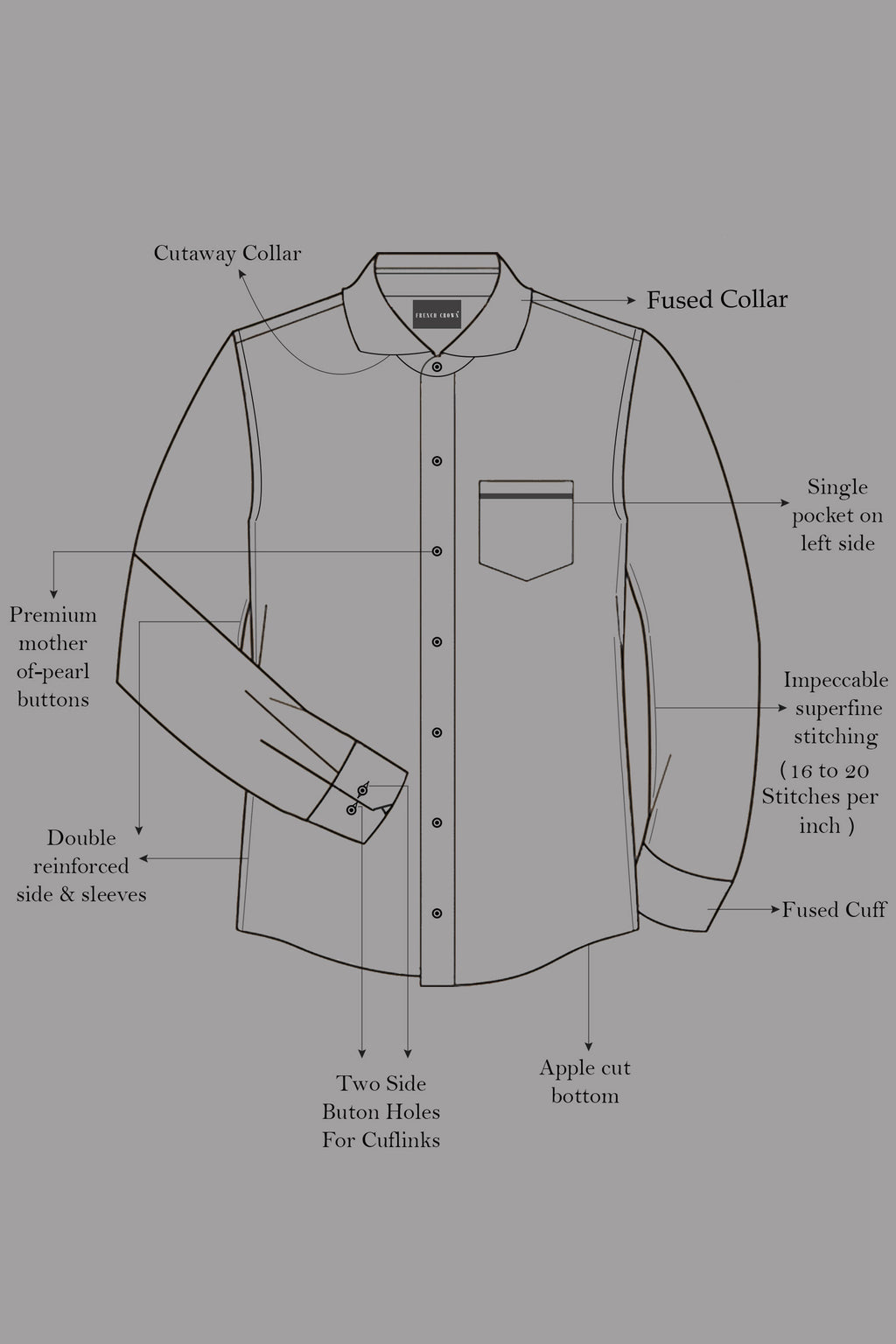 Lustran-Sienna Brown Subtle Sheen Super Soft Premium Cotton Cut Away Collar Dress Shirt