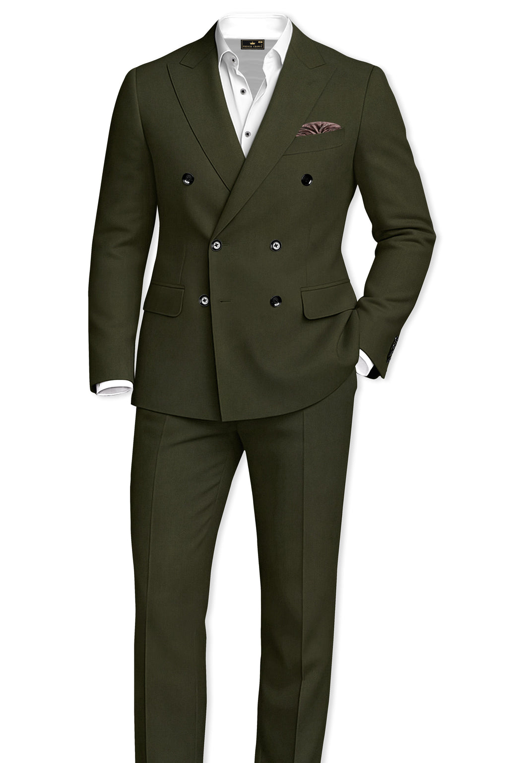 Verdaro-Zeus Green Solid Premium Cotton Double Breasted Suit