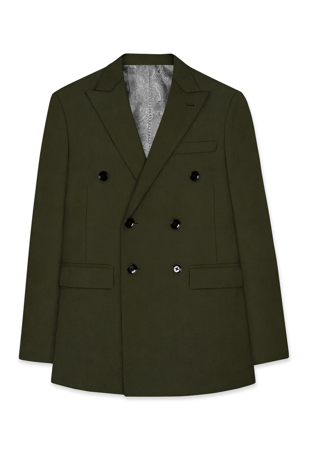 Verdaro-Zeus Green Solid Premium Cotton Double Breasted Suit