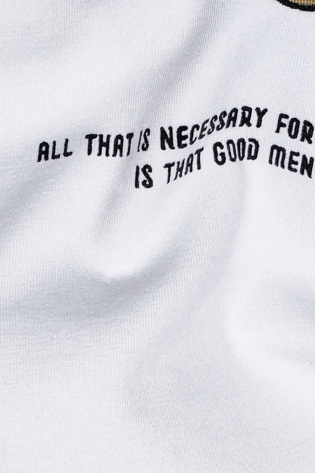Bright White Printed Premium Cotton T shirt
