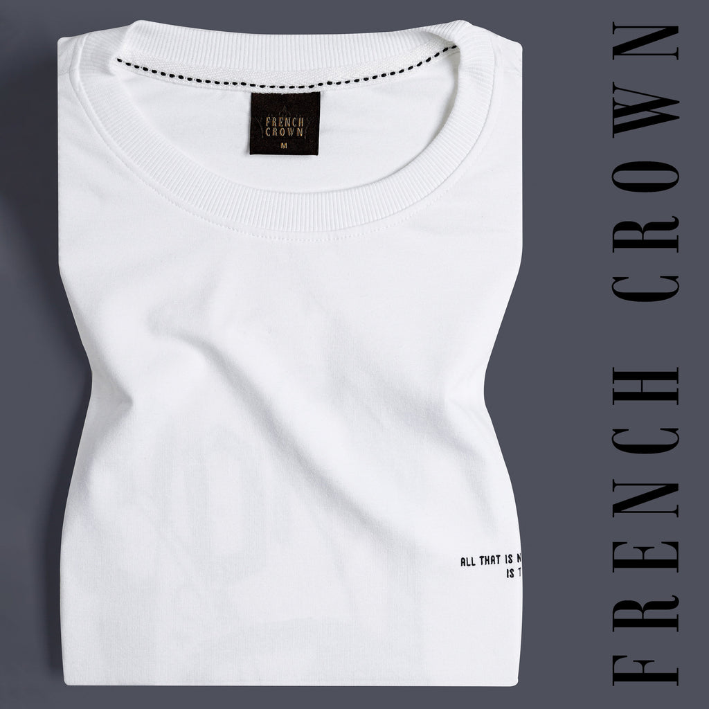 Bright White Printed Premium Cotton T shirt