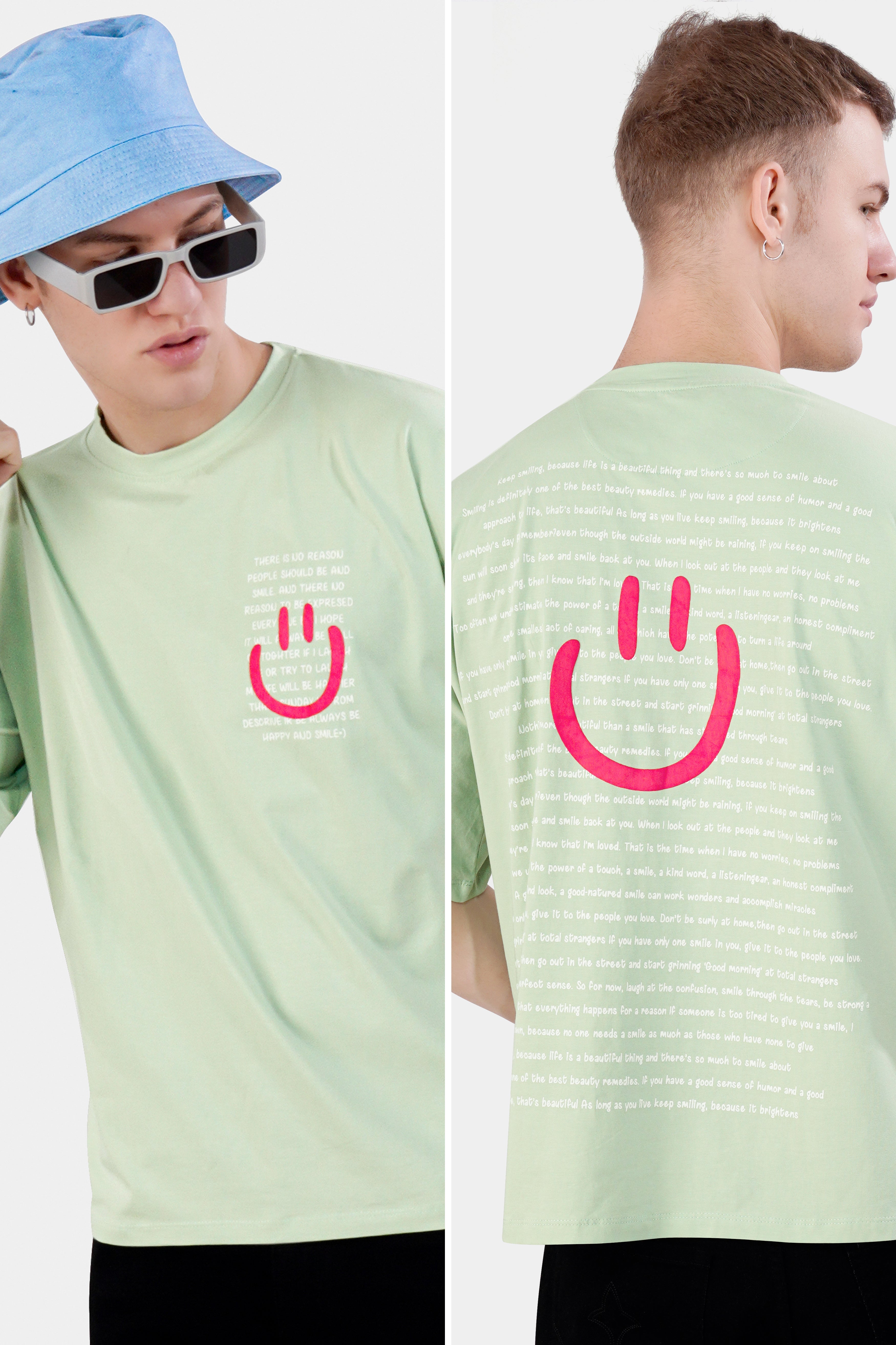 Surf Crest Green Printed Premium Cotton Oversized T-shirt