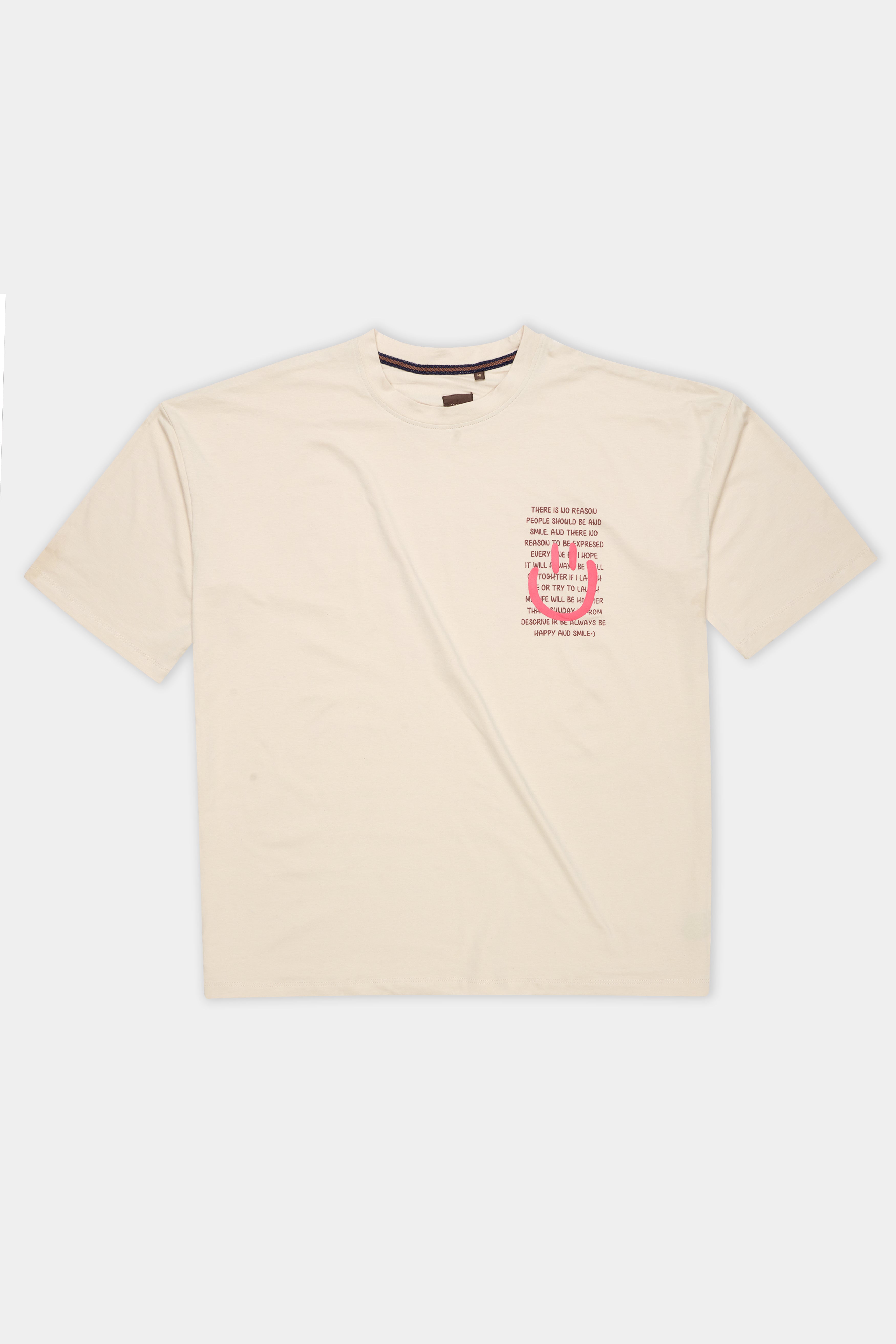 Almond Cream Printed Premium Cotton Oversized T-shirt