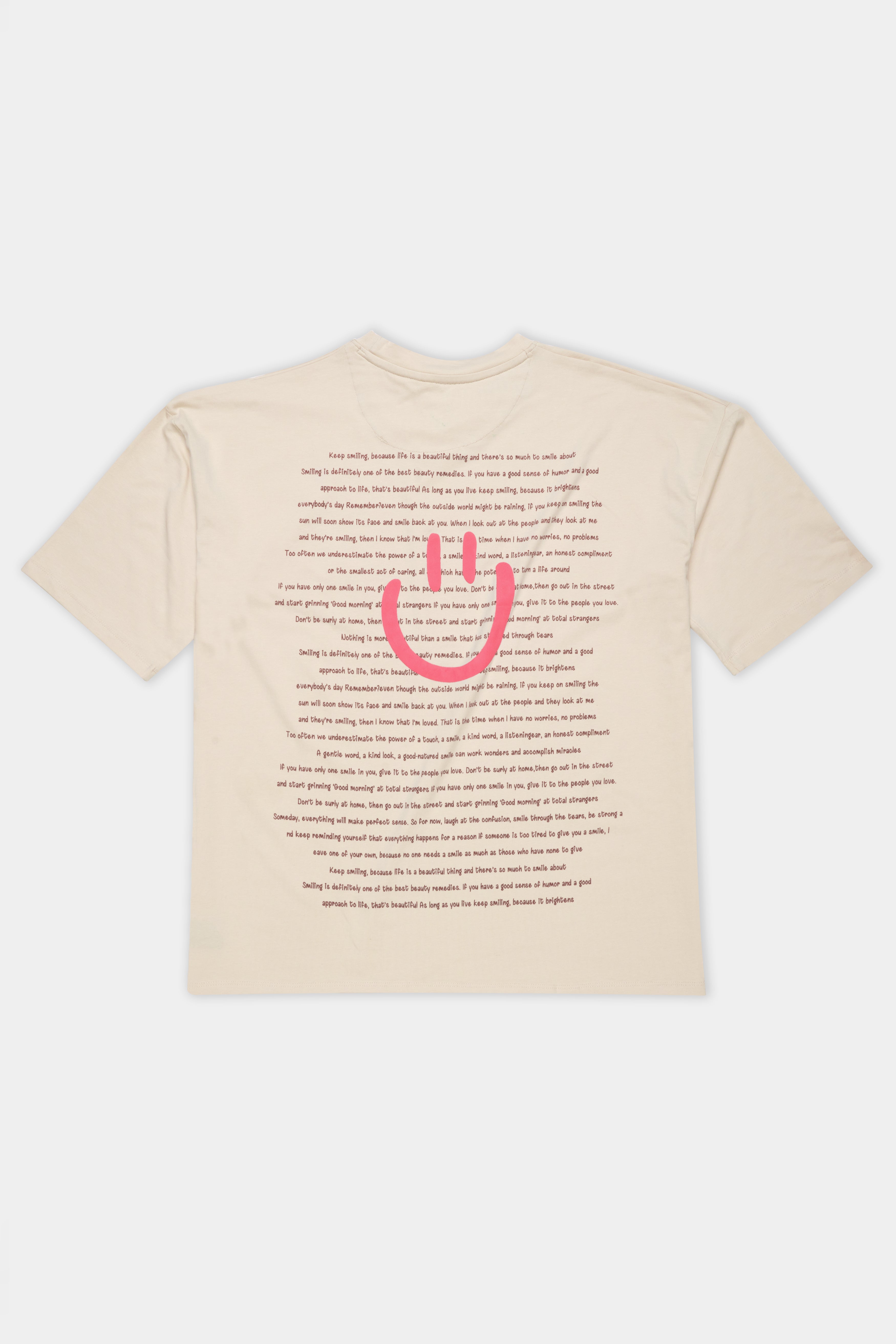 Almond Cream Printed Premium Cotton Oversized T-shirt