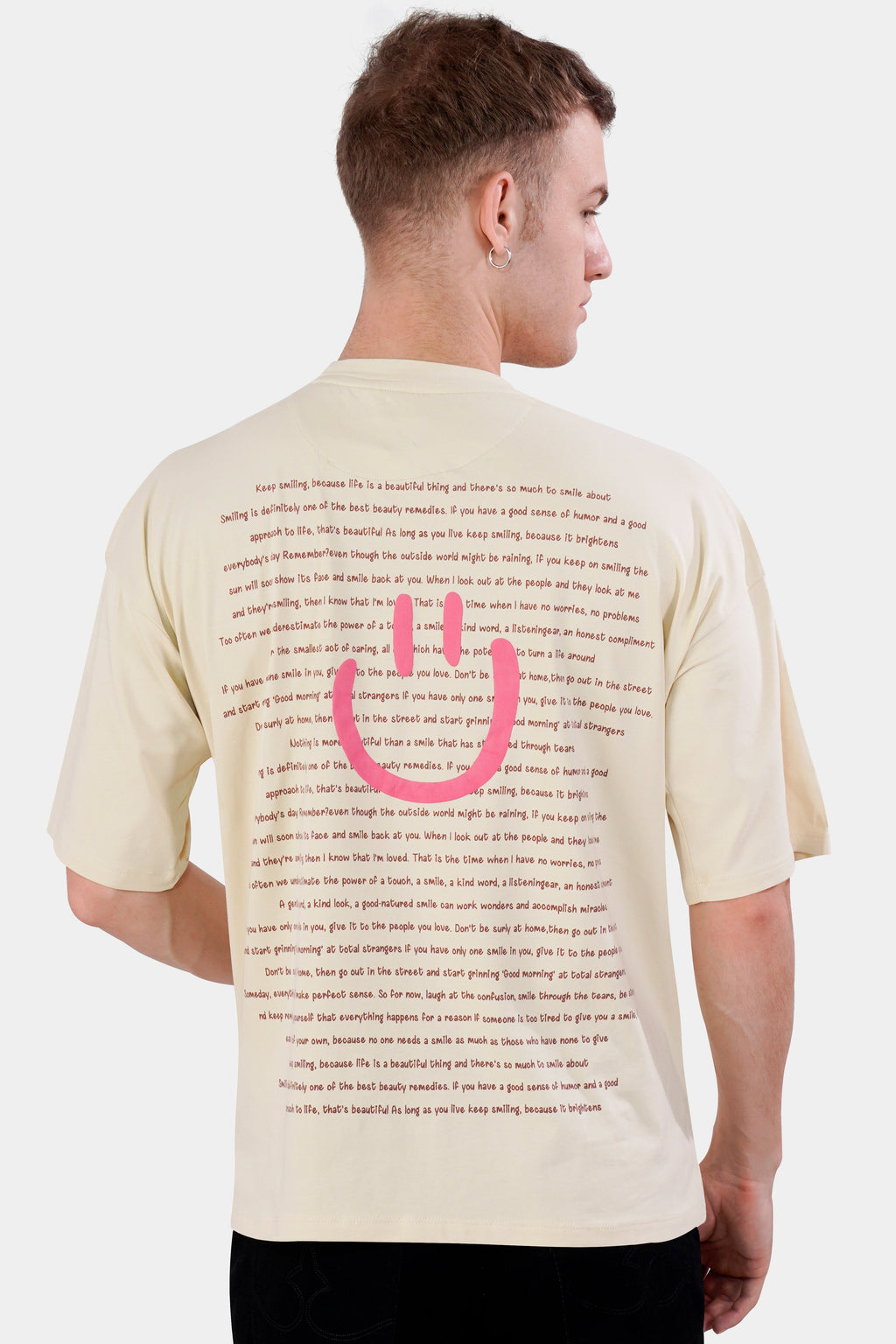 Almond Cream Printed Premium Cotton Oversized T-shirt
