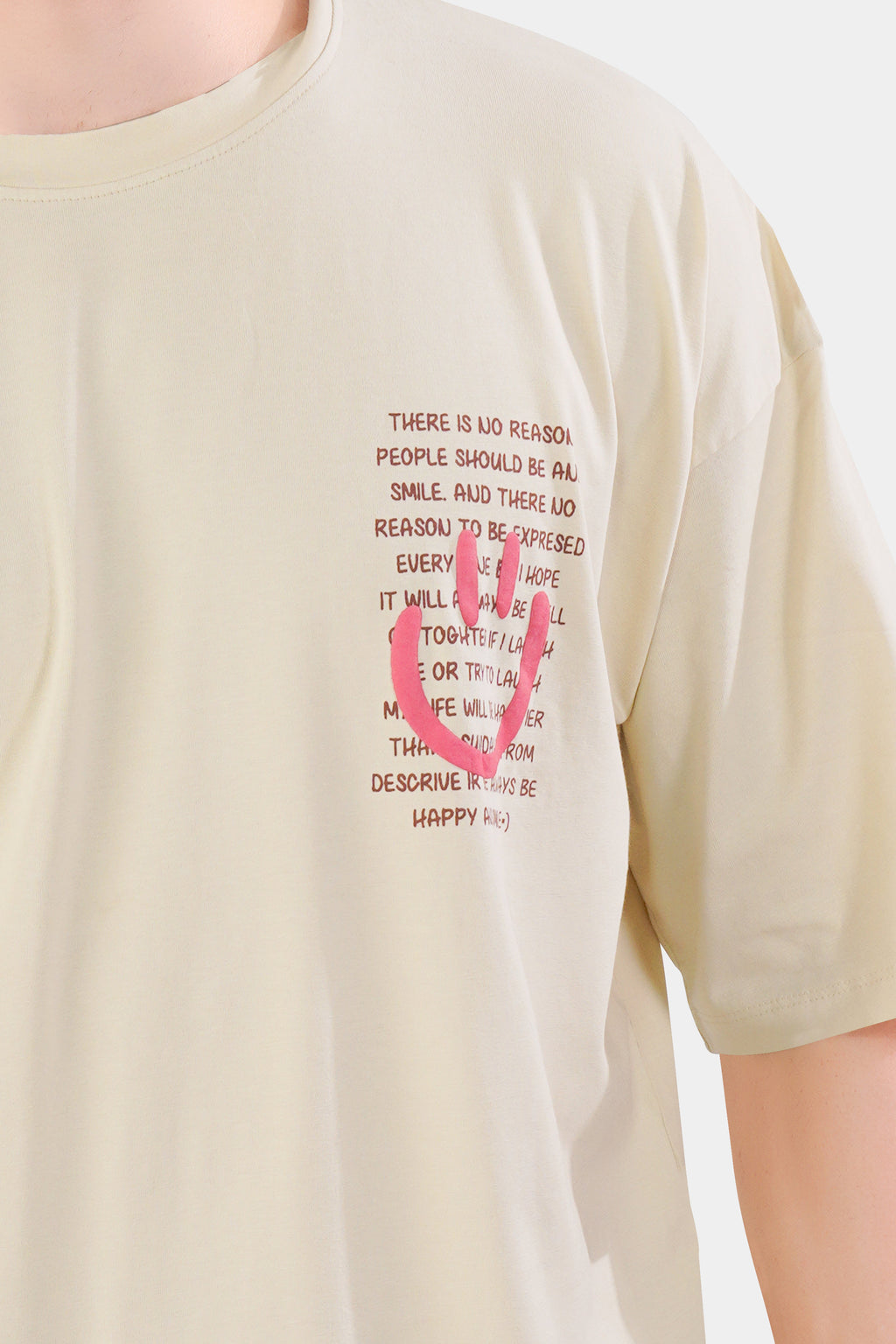 Almond Cream Printed Premium Cotton Oversized T-shirt