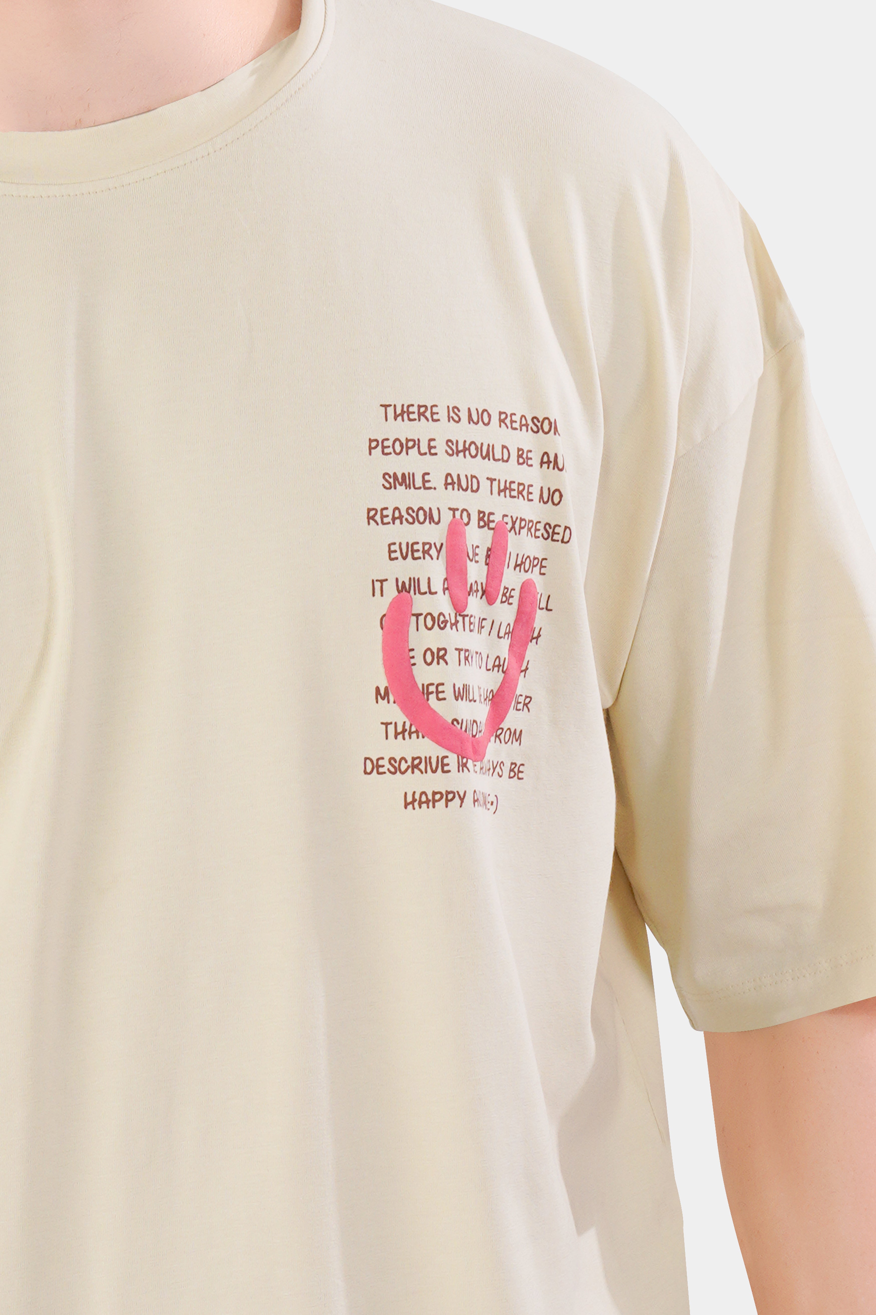 Almond Cream Printed Premium Cotton Oversized T-shirt