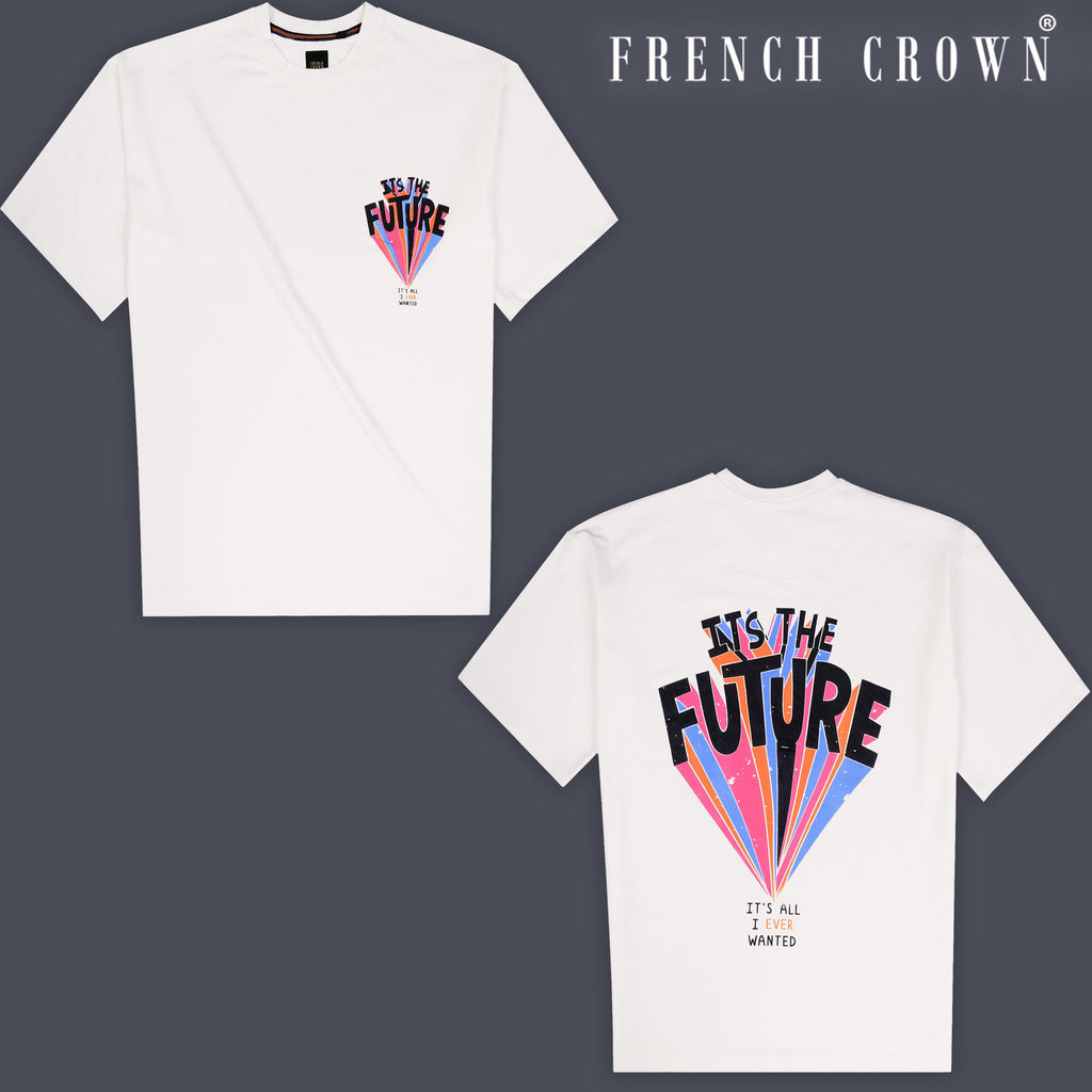 Seashell White Printed Premium Cotton Oversized T-shirt